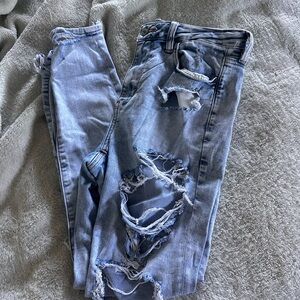 American Eagle Outfitters Ripped Light Blue Skinny Jeans